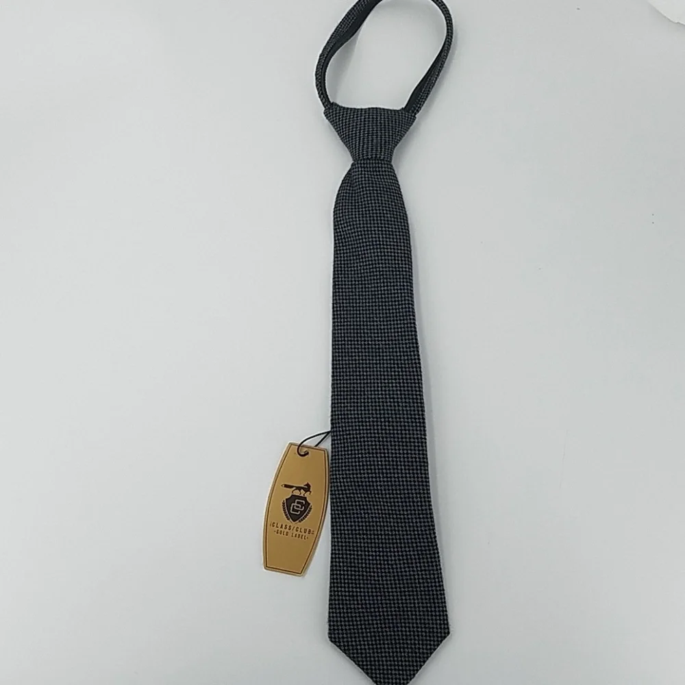 Class Club Boys Black and Gray Micro-Check Necktie